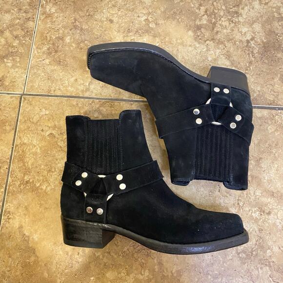 RE/DONE Black Suede Short Cavalry Harness Boots Size 41 Western 90s Grunge - Picture 5 of 9